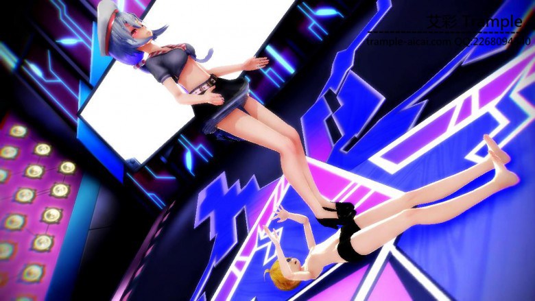 MMD 美女踩踏披萨喂食踩踏 动漫 R-190417-5